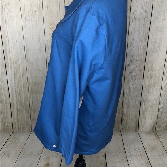 Neon Buddha Blue Two Button Cotton Cape Jacket - Picture 2 of 7
